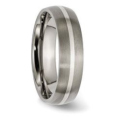 Titanium Brushed with Sterling Silver Inlay 6mm Band