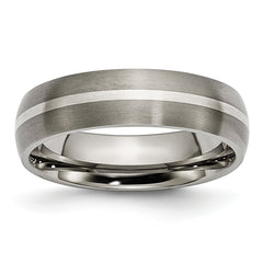 Titanium Brushed with Sterling Silver Inlay 6mm Band