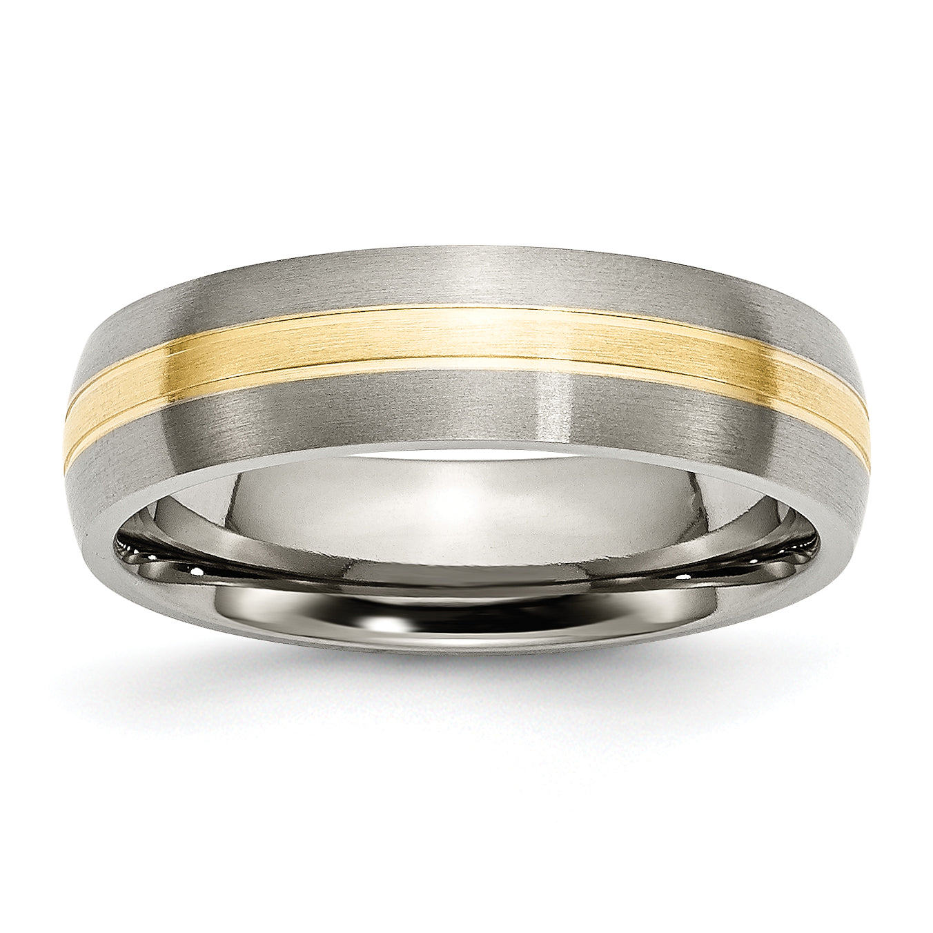 Titanium Brushed with 14k Gold Inlay 6mm Grooved Band