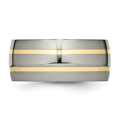 Sophia Jewelers 14K Gold Inlay Titanium Polished Unisex Wedding Band