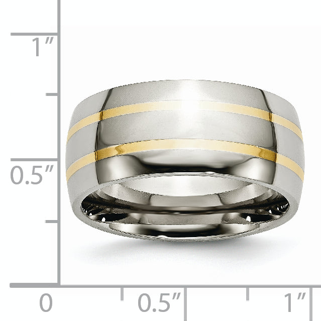 Titanium Polished with 14k Gold Inlay 10mm Band