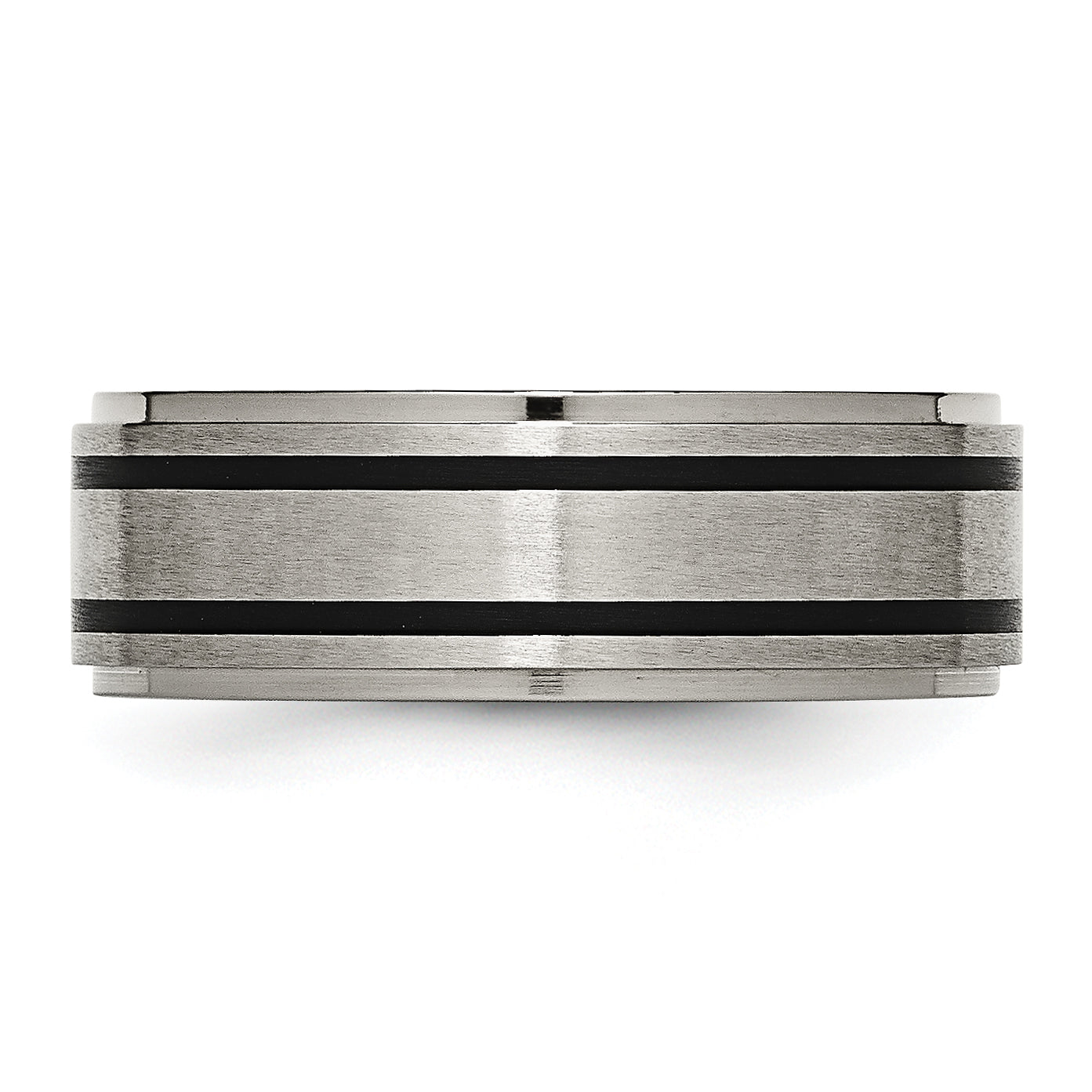 Titanium Unisex Wedding Band with Ridged Edges and Engravable Finish