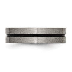 Sophia Jewelers Titanium Black Enamel Brushed Unisex Wedding Band