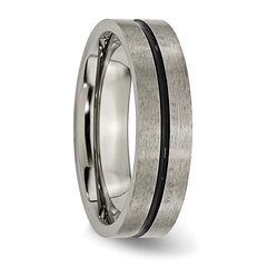 Sophia Jewelers Titanium Black Enamel Brushed Unisex Wedding Band