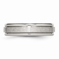 Titanium Comfort Fit Wedding Band with Grooved Edge and Polished Finish