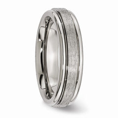 Titanium Comfort Fit Wedding Band with Grooved Edge and Polished Finish