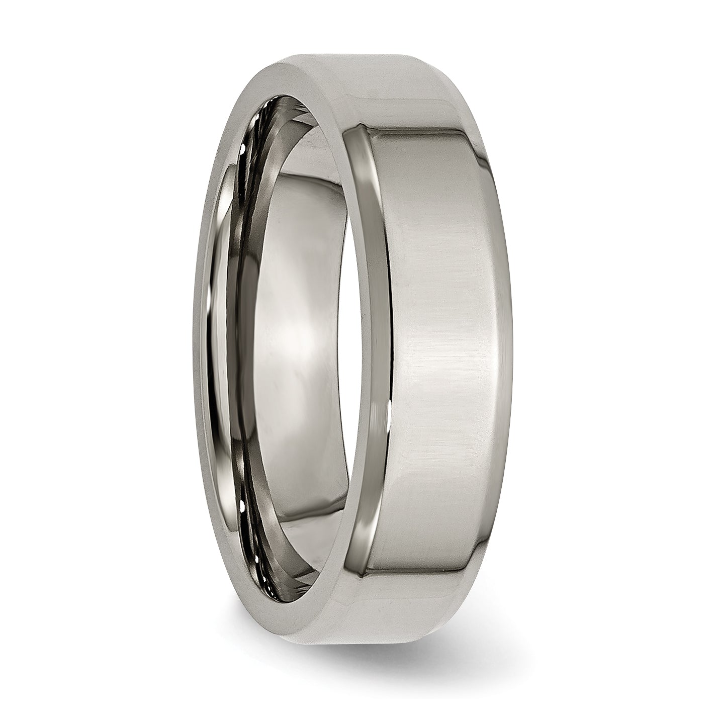 Titanium Polished 6mm Beveled Edge Band