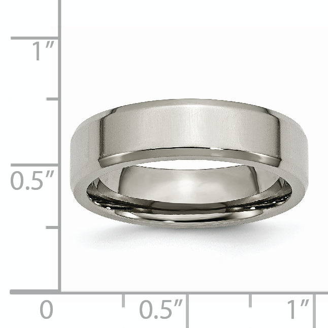 Titanium Polished 6mm Beveled Edge Band