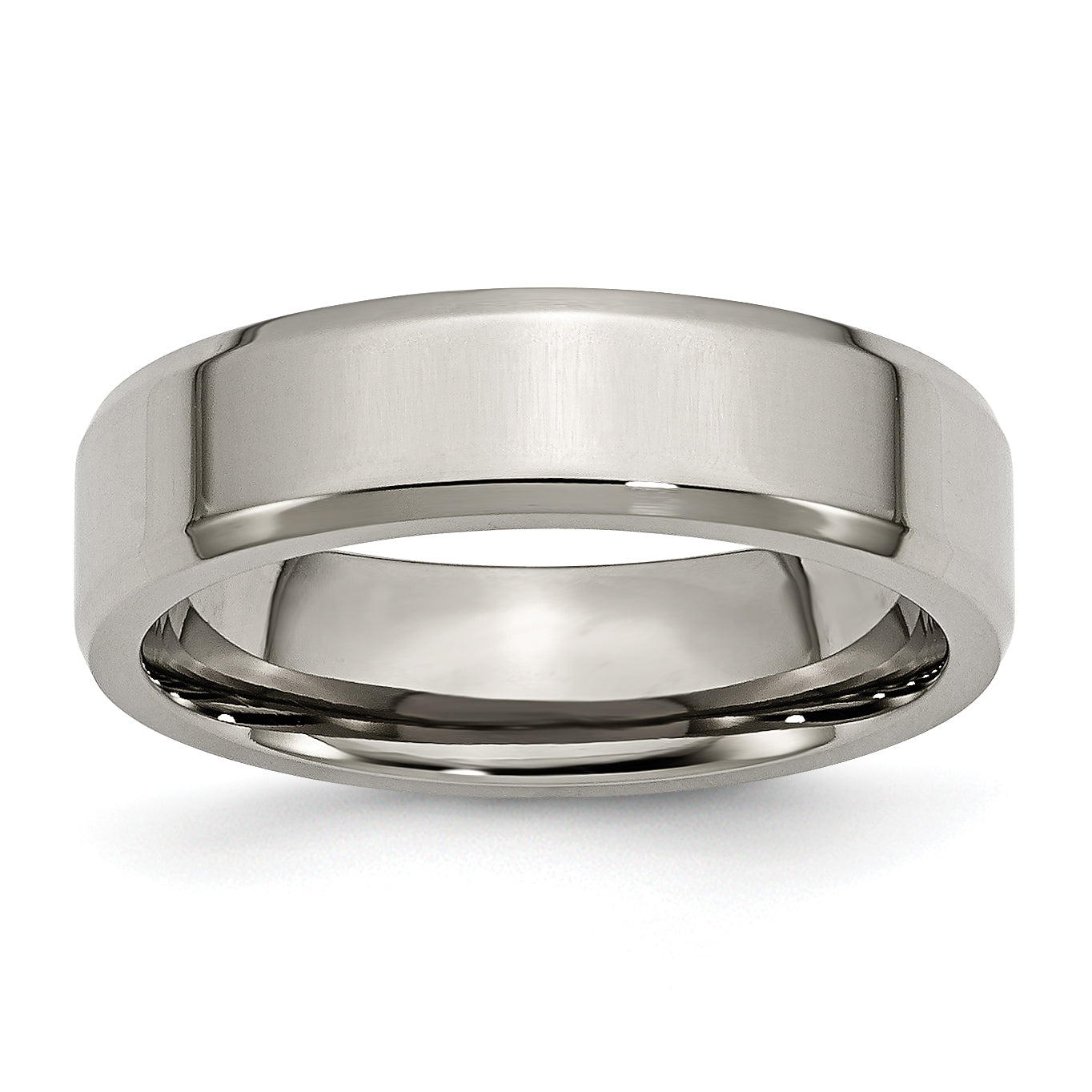 Titanium Polished 6mm Beveled Edge Band