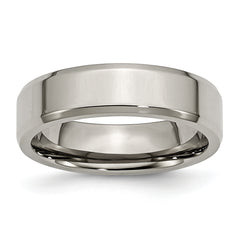 Titanium Polished 6mm Beveled Edge Band