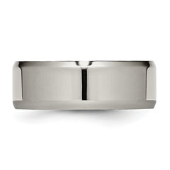 Titanium Polished 8mm Beveled Edge Band