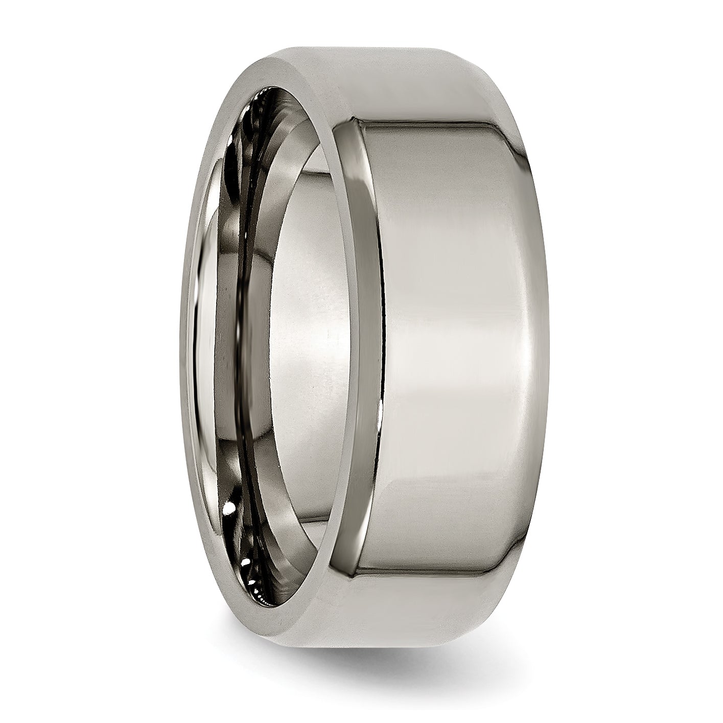 Titanium Polished 8mm Beveled Edge Band