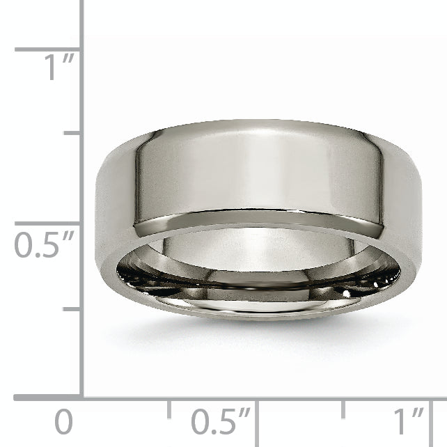 Titanium Polished 8mm Beveled Edge Band