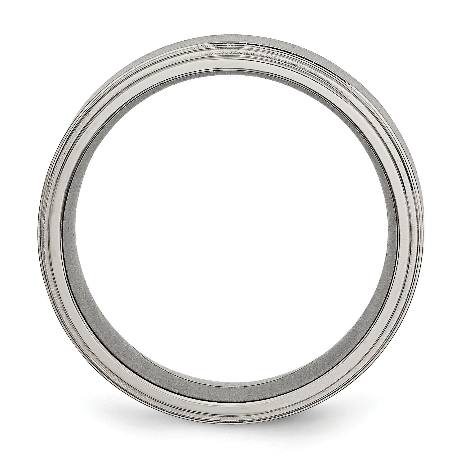 Titanium Brushed Center 8mm Double Step Ridged Edge Band