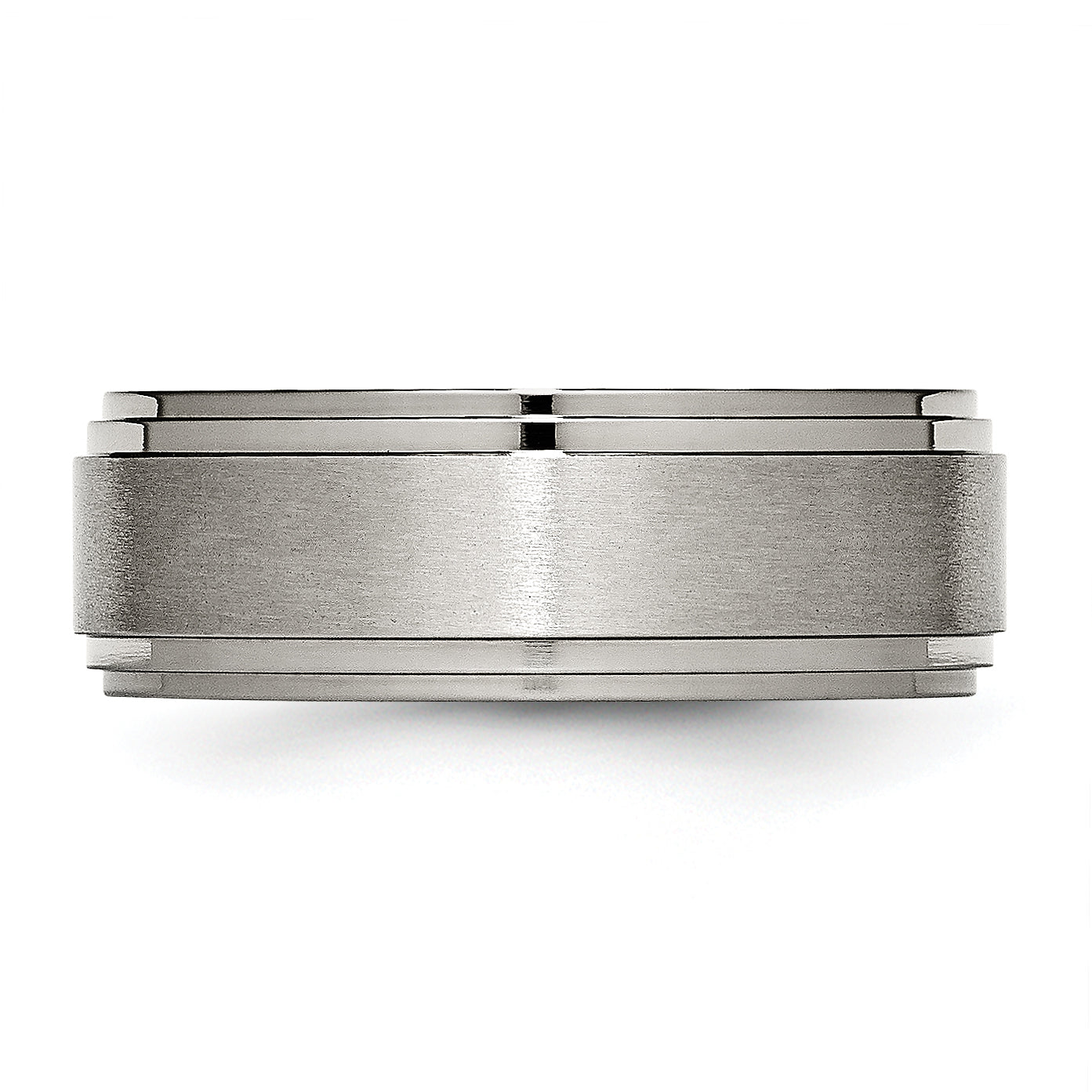 Titanium Brushed Center 8mm Double Step Ridged Edge Band