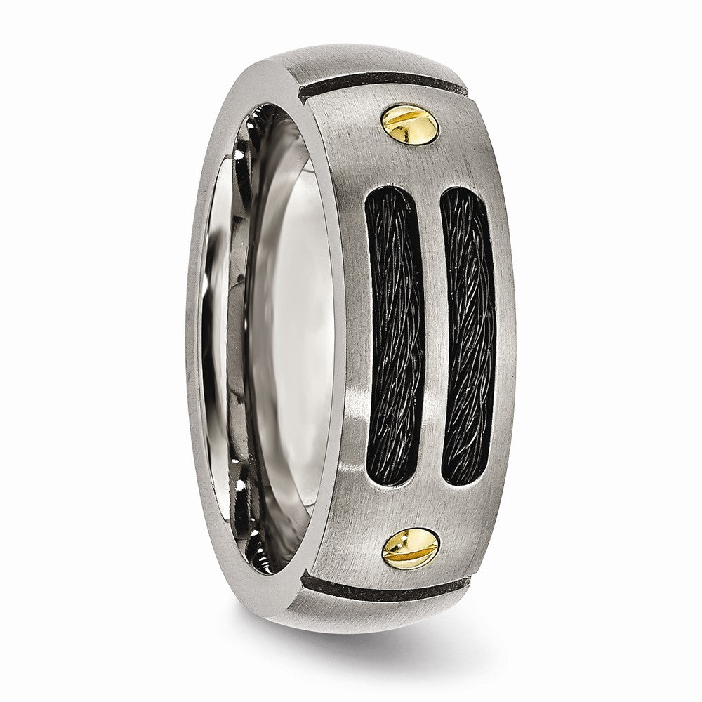 Titanium 8mm Grooved Wedding Band with 24K Gold Accents