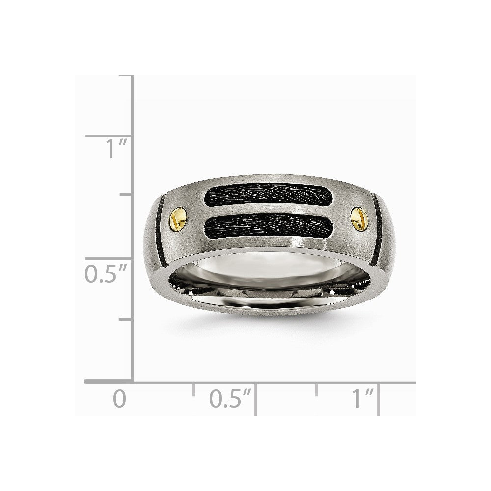 Titanium Grooved Black & Yellow IP-plated 8mm Brushed Band