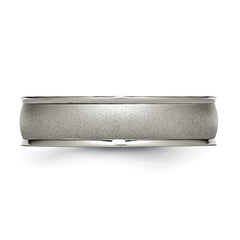 Titanium Brushed Center 6mm Ridged Edge Band