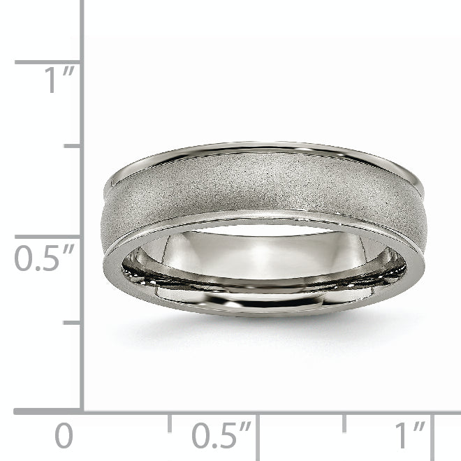 Titanium Brushed Center 6mm Ridged Edge Band