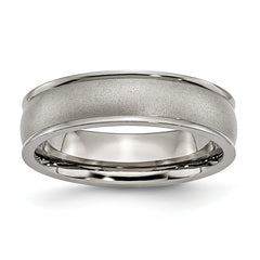 Titanium Brushed Center 6mm Ridged Edge Band