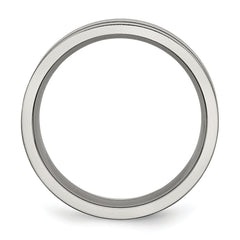 Titanium Brushed with Black Rubber 7mm Flat Band