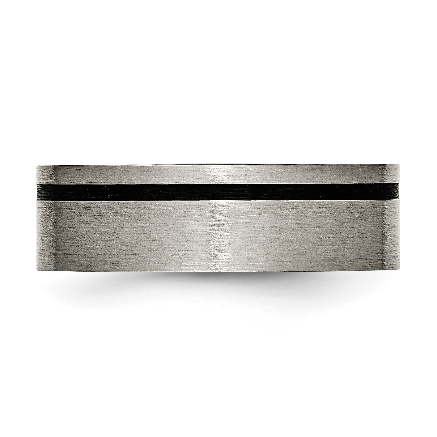 Titanium Brushed with Black Rubber 7mm Flat Band