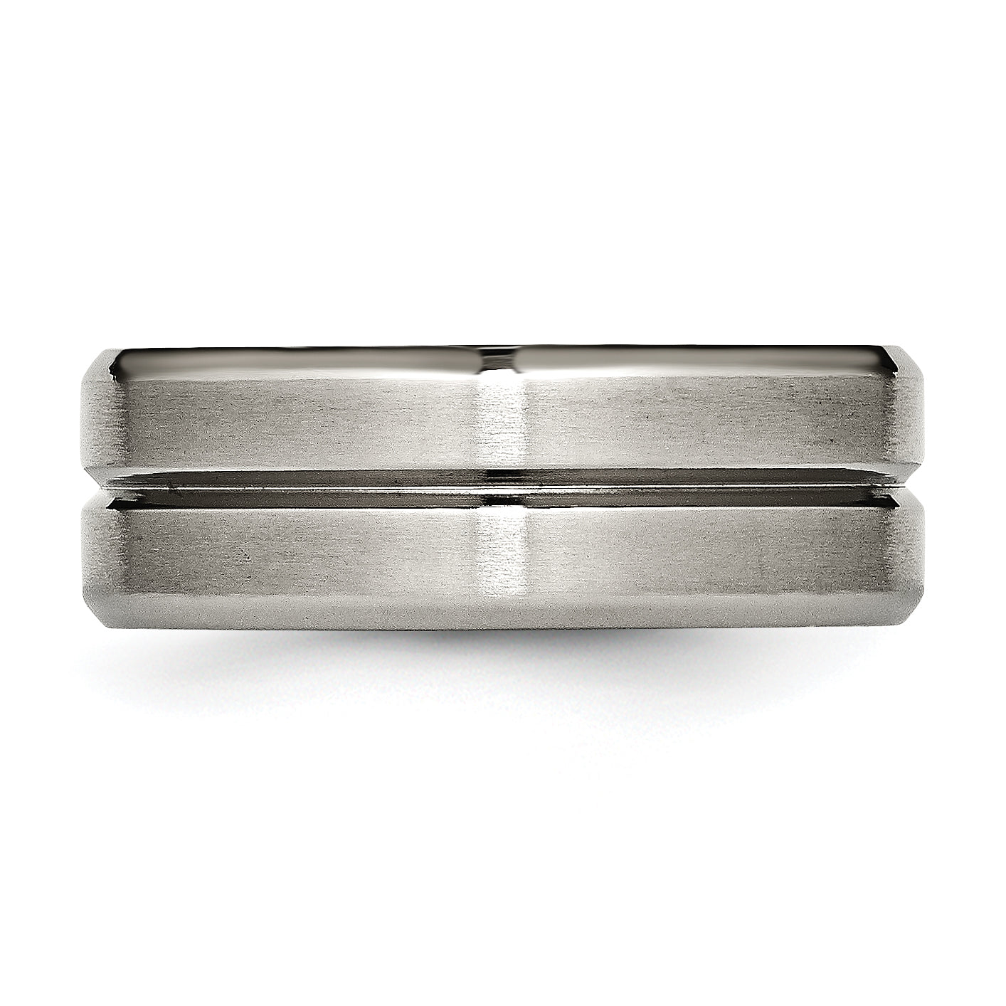 Titanium Wedding Band Grooved Polished Beveled Unisex Engravable