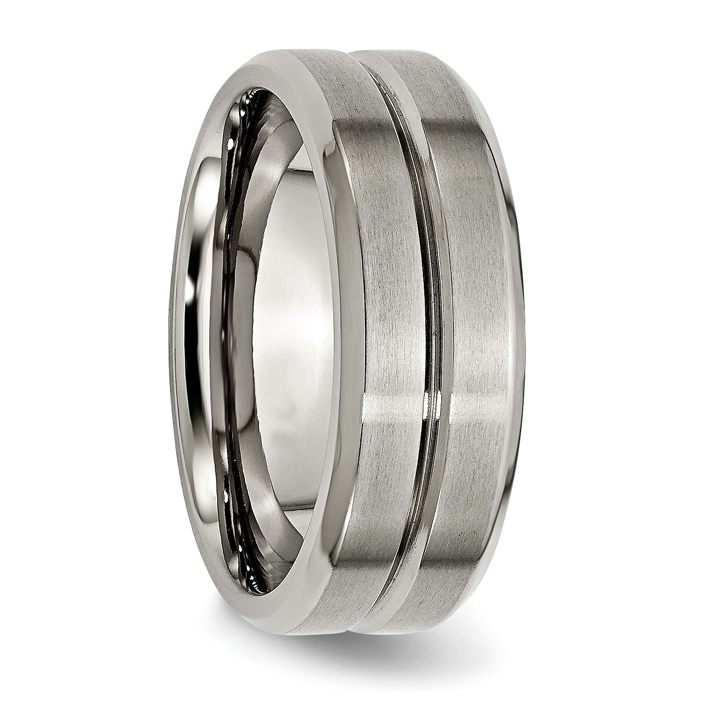 Titanium Wedding Band Grooved Polished Beveled Unisex Engravable