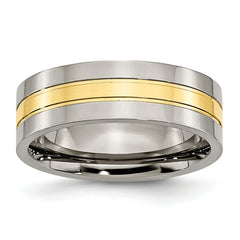 Titanium Polished Yellow IP-plated 7mm Grooved Band