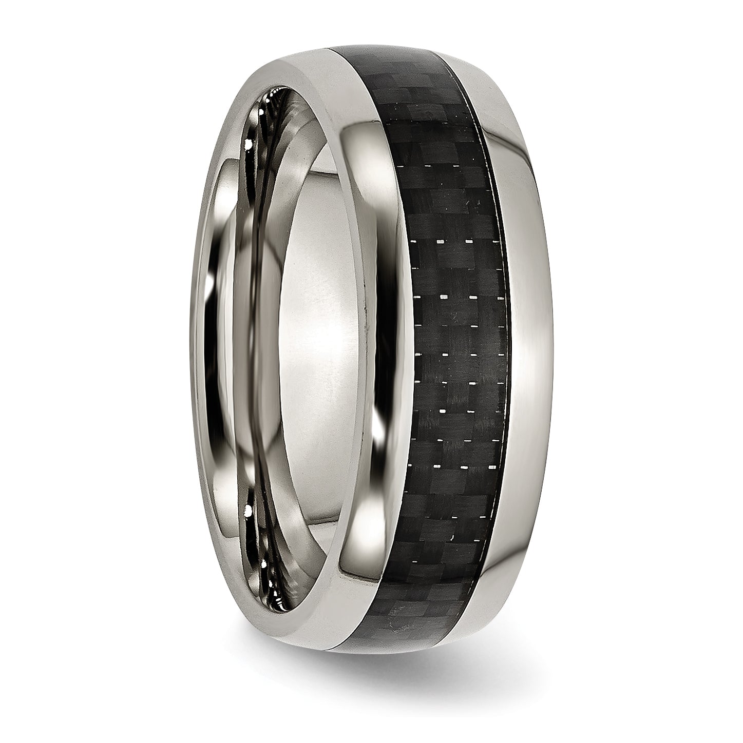 Titanium Wedding Band with Black Carbon Fiber Unisex Comfort Fit