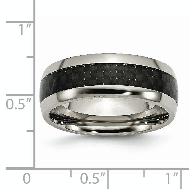 Titanium Wedding Band with Black Carbon Fiber Unisex Comfort Fit