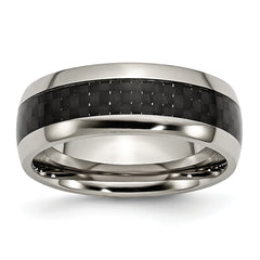 Titanium Polished WithBlack Carbon Fiber Inlay 8mm Band