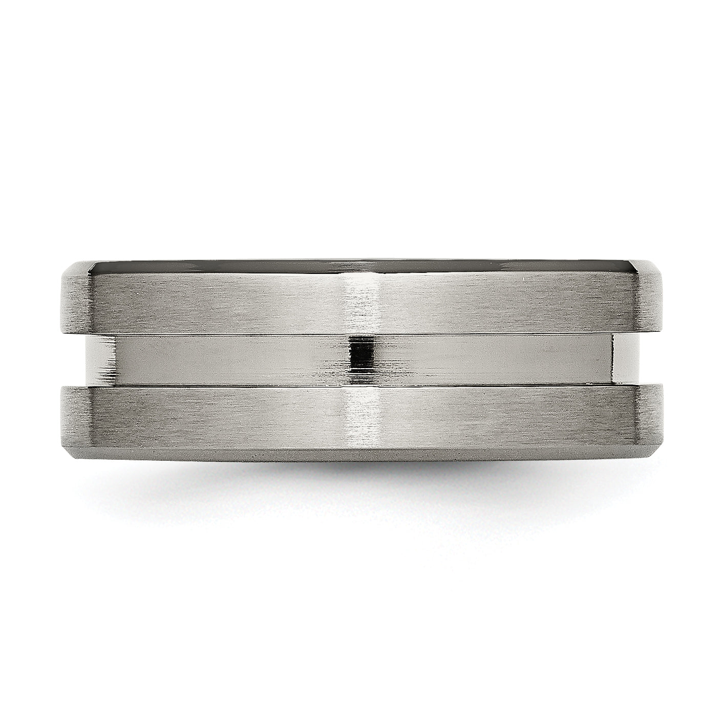 Titanium 8mm Unisex Grooved Wedding Band with Polished Brushed Finish