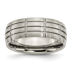 Titanium Brushed Center 8mm Grooved Band