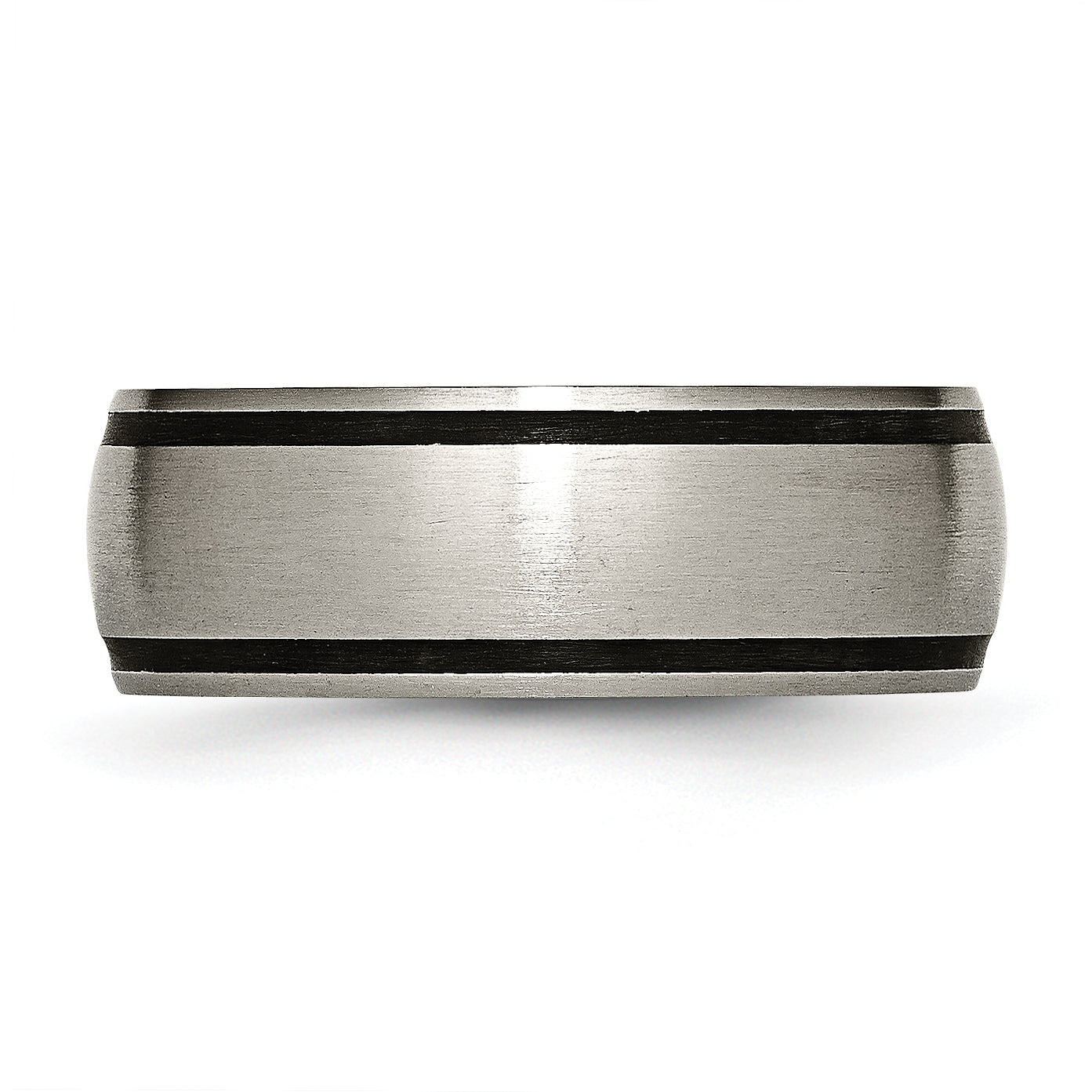 Titanium Brushed with Black Rubber 8mm Band