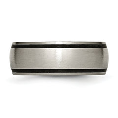 Sophia Jewelers Unisex Titanium Black Rubber Wedding Band, Brushed Finish