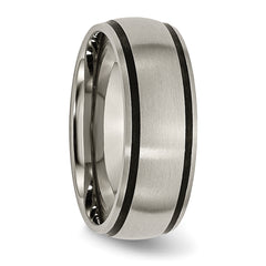 Sophia Jewelers Unisex Titanium Black Rubber Wedding Band, Brushed Finish