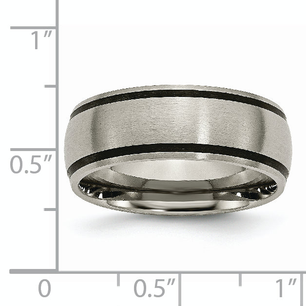 Titanium Brushed with Black Rubber 8mm Band