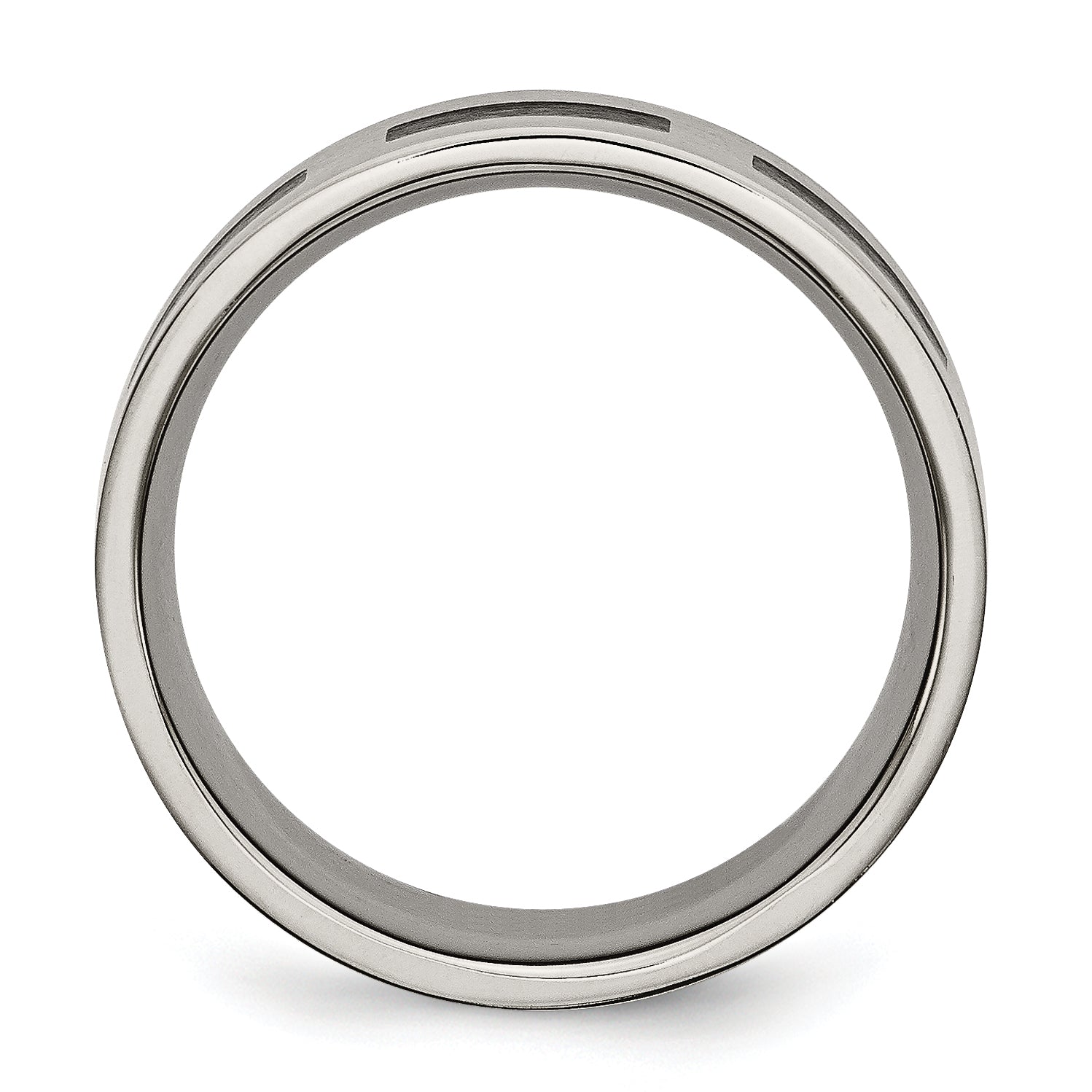 Titanium Brushed with Black Rubber 8mm Flat Band