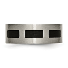 Titanium Unisex Wedding Band with Black Rubber Accent Engravable