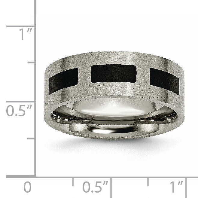 Titanium Unisex Wedding Band with Black Rubber Accent Engravable