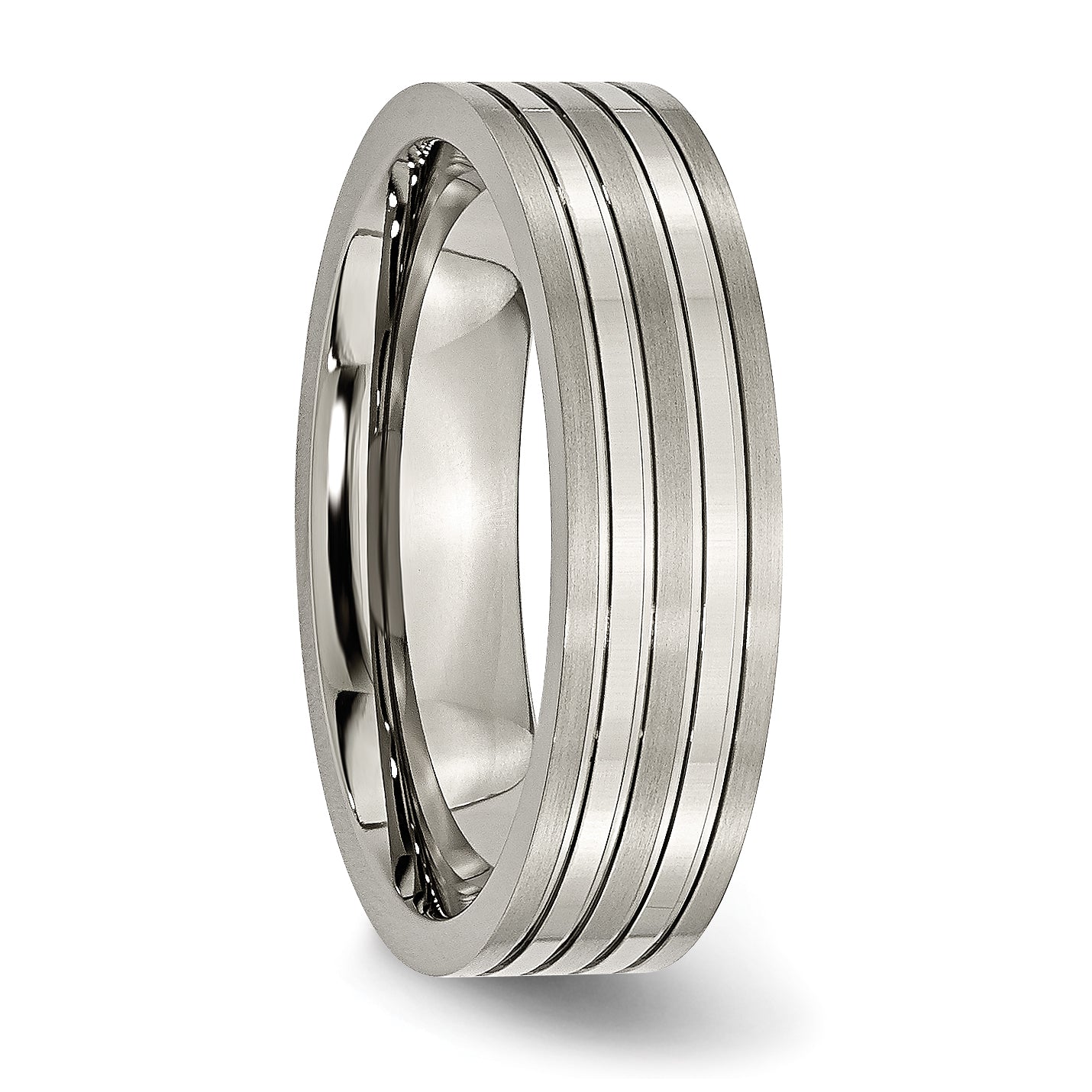 Sophia Jewelers Titanium Grooved Wedding Band with Polished Finish