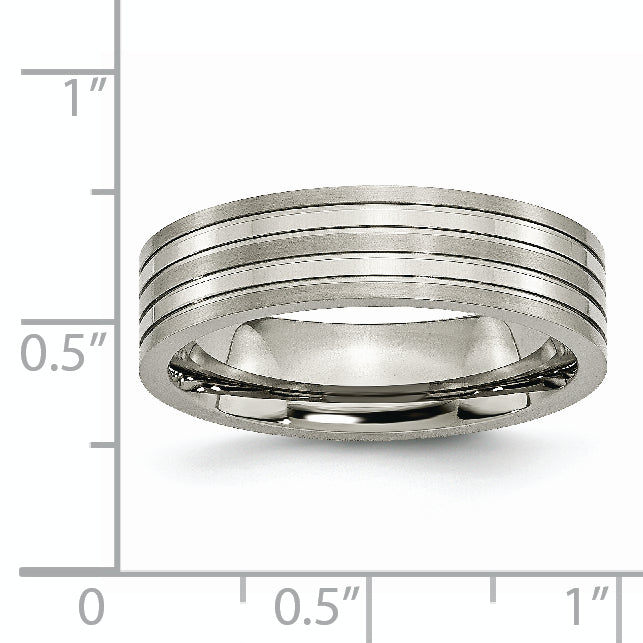 Sophia Jewelers Titanium Grooved Wedding Band with Polished Finish