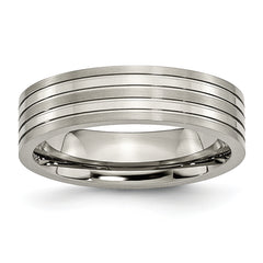 Titanium Brushed and Polished 6mm Grooved Band