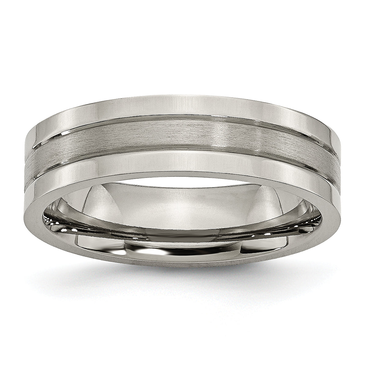 Titanium Brushed and Polished 6mm Grooved Band