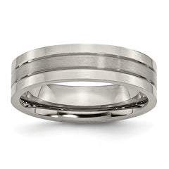 Titanium Brushed and Polished 6mm Grooved Band