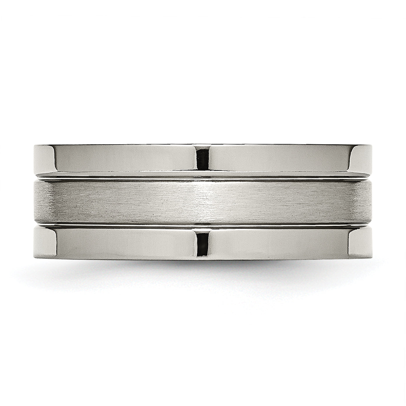 Titanium Grooved Unisex Wedding Band with Brushed Finish Engravable