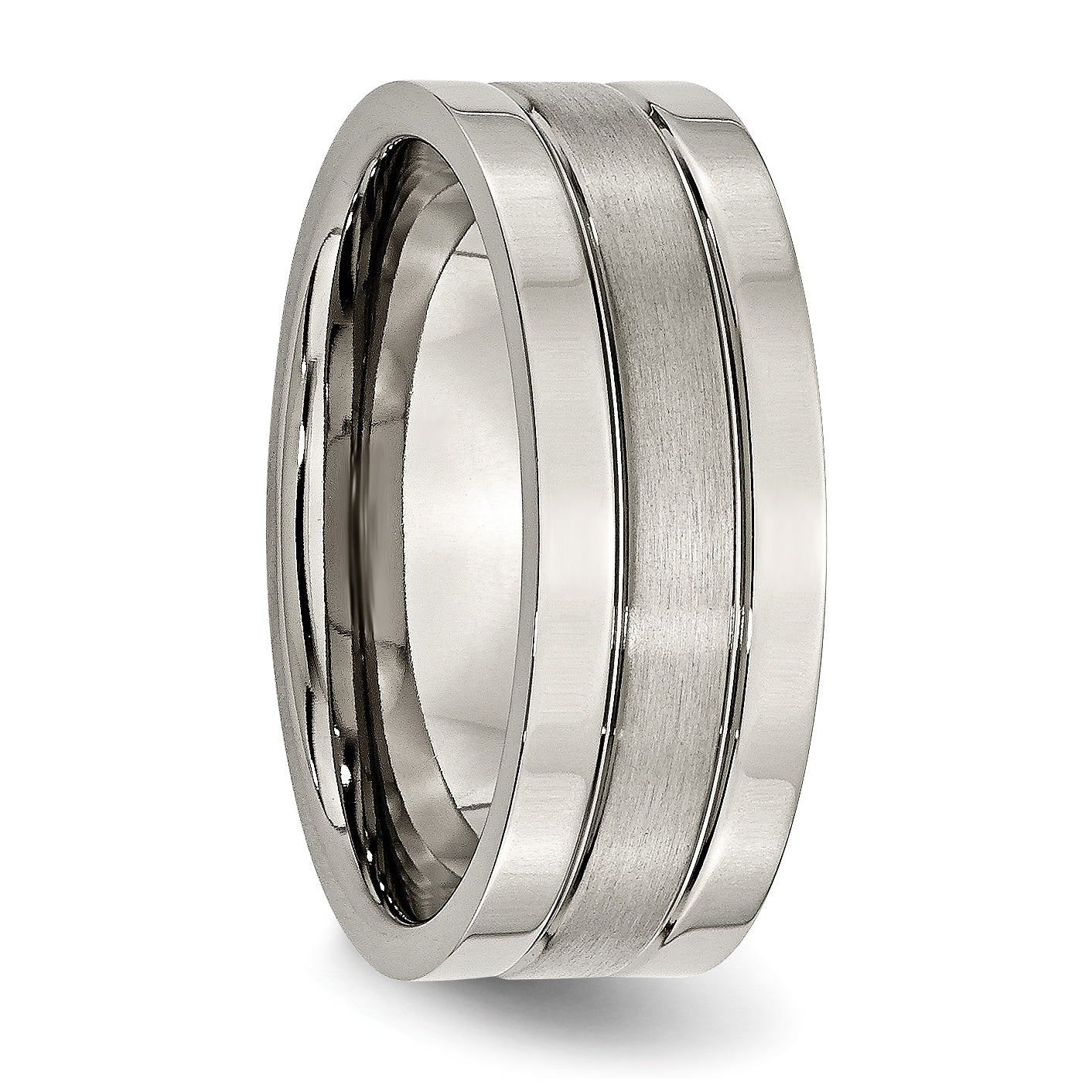 Titanium Grooved Unisex Wedding Band with Brushed Finish Engravable