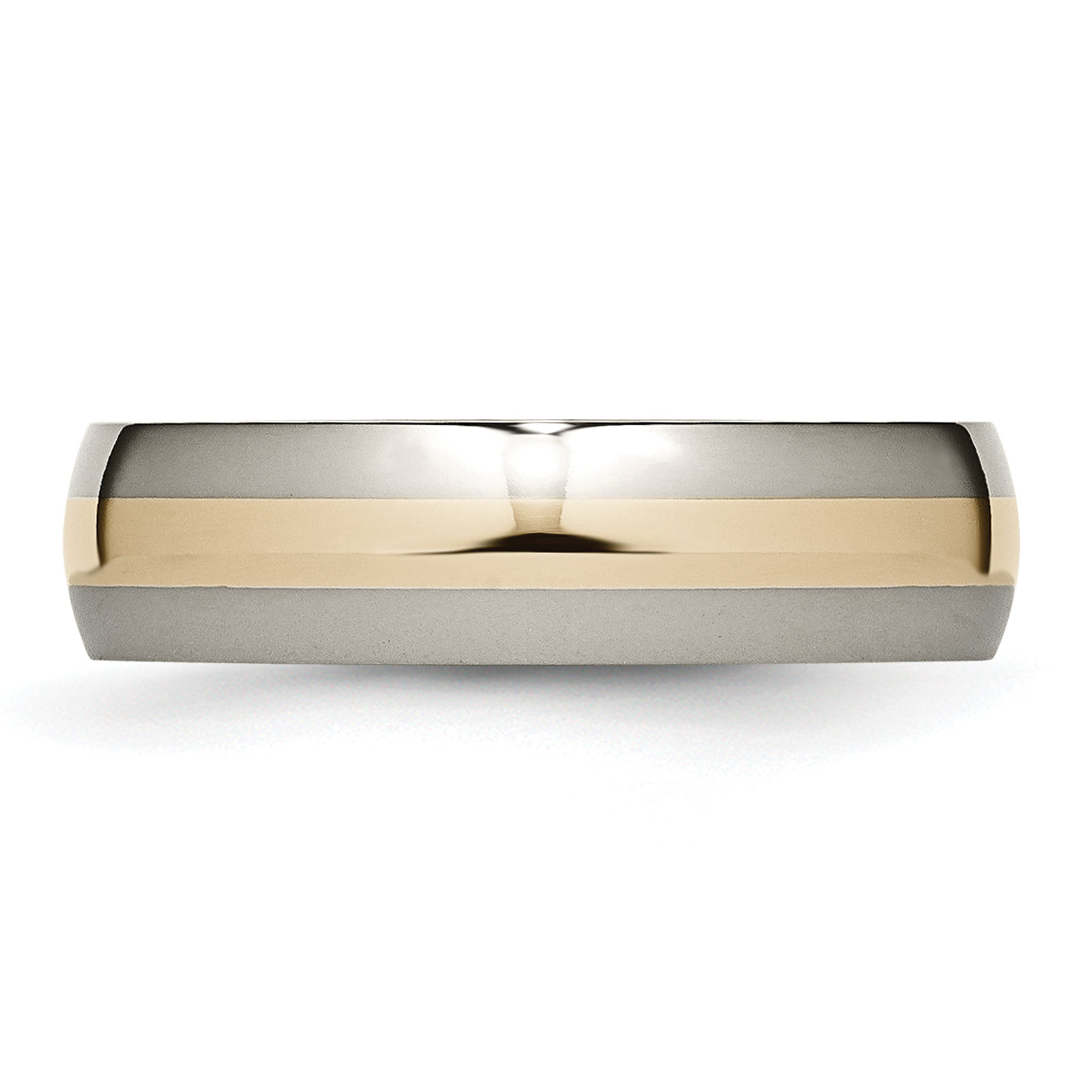 Titanium Polished with 14k Gold Inlay 6mm Band