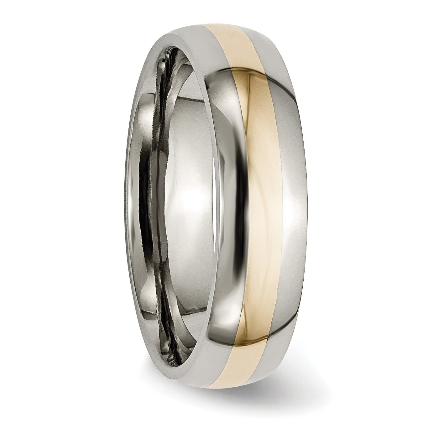 Titanium Polished with 14k Gold Inlay 6mm Band